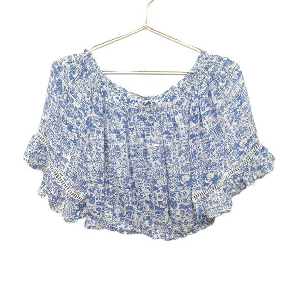 Eye of the Needle Paisley Ruffle Crop Top - Size S - Picture 2 of 9